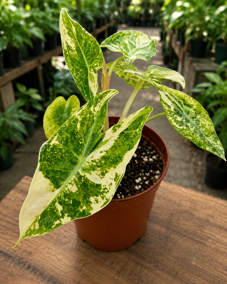 alocasia-nairobi-nights-camouflage-tricolor-variegated-tissue-culture