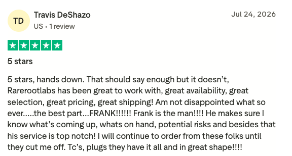 Rare Root Labs customer review on Trustpilot